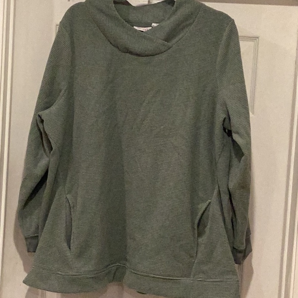 Denim & Co. Textured Green Sweater